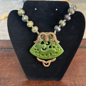 Magnificent Heidi Daus jade and jeweled necklace